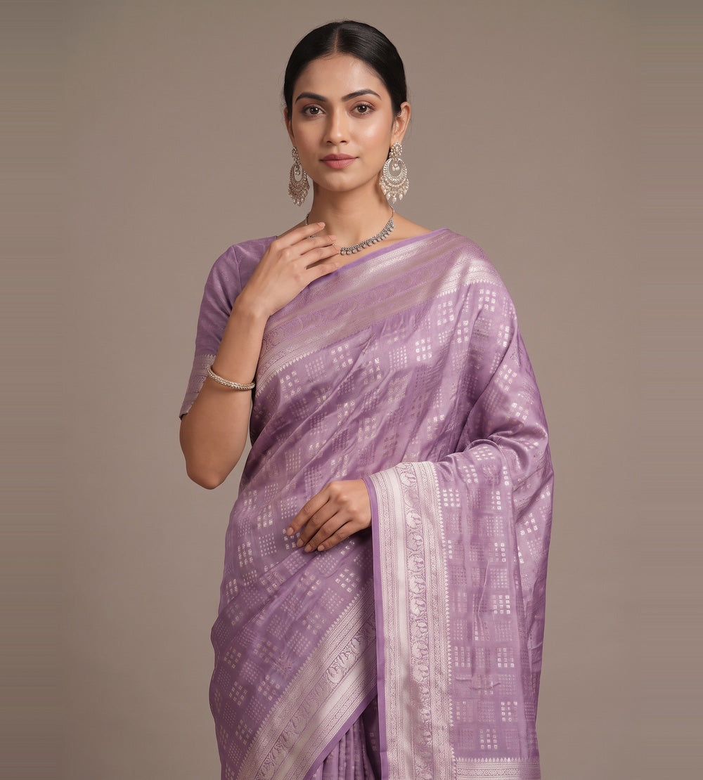 Lavender Chaniya Silk Saree