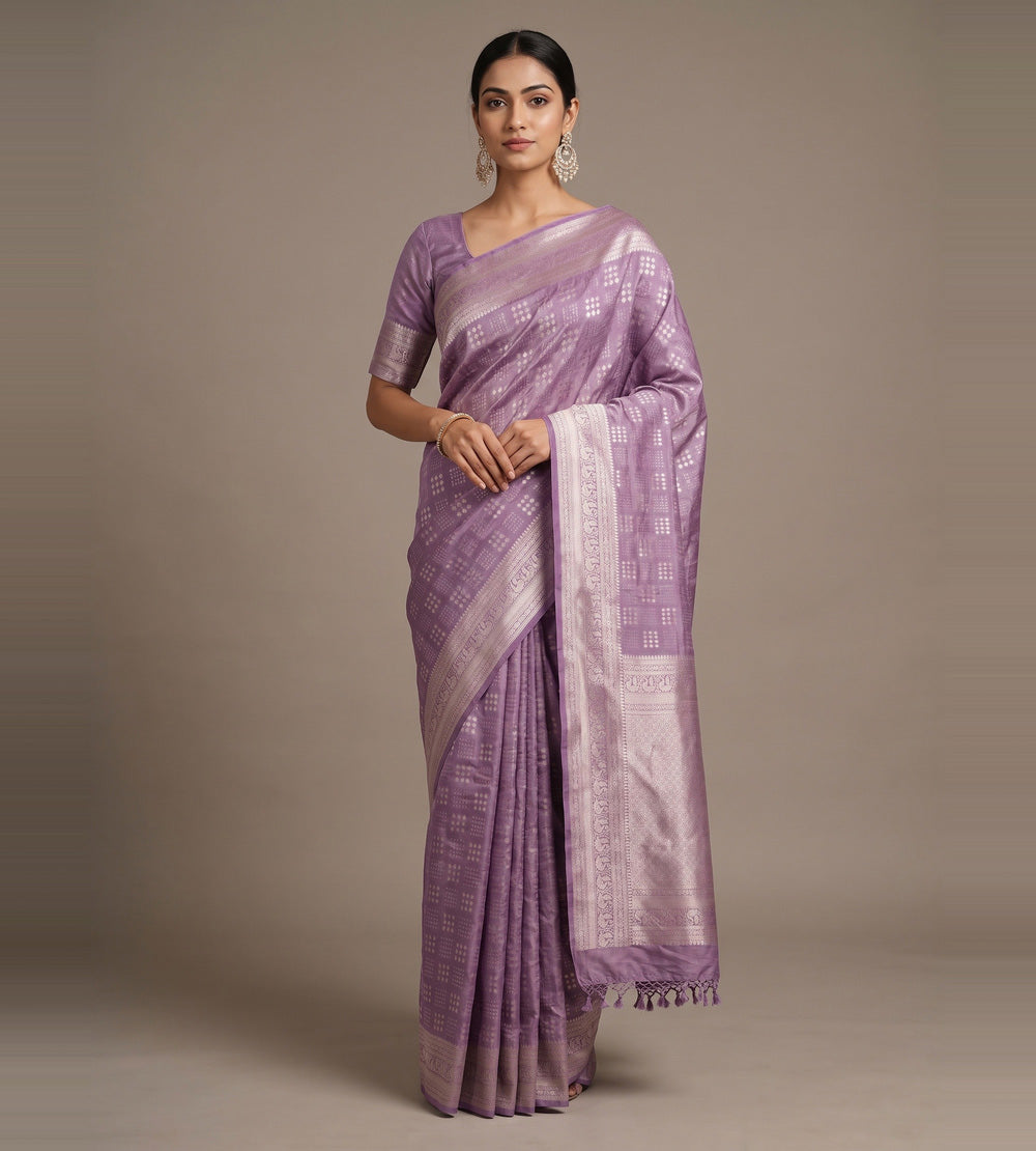 Lavender Chaniya Silk Saree