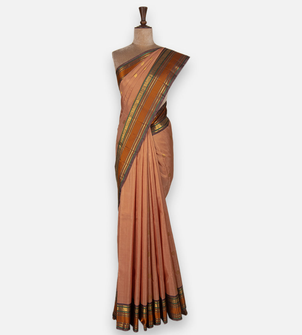 Peach Kanchipuram Silk Saree