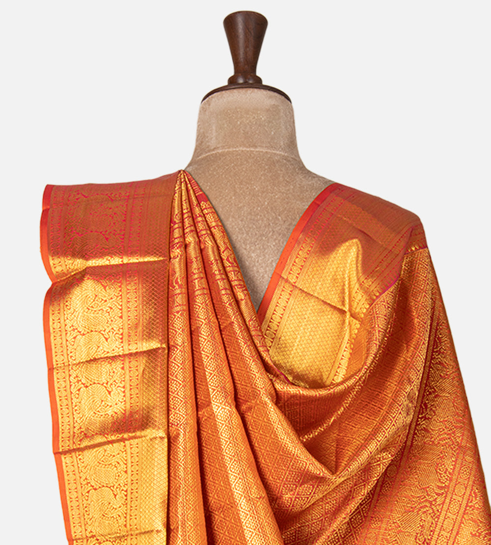 Orange Kanchipuram Silk Saree