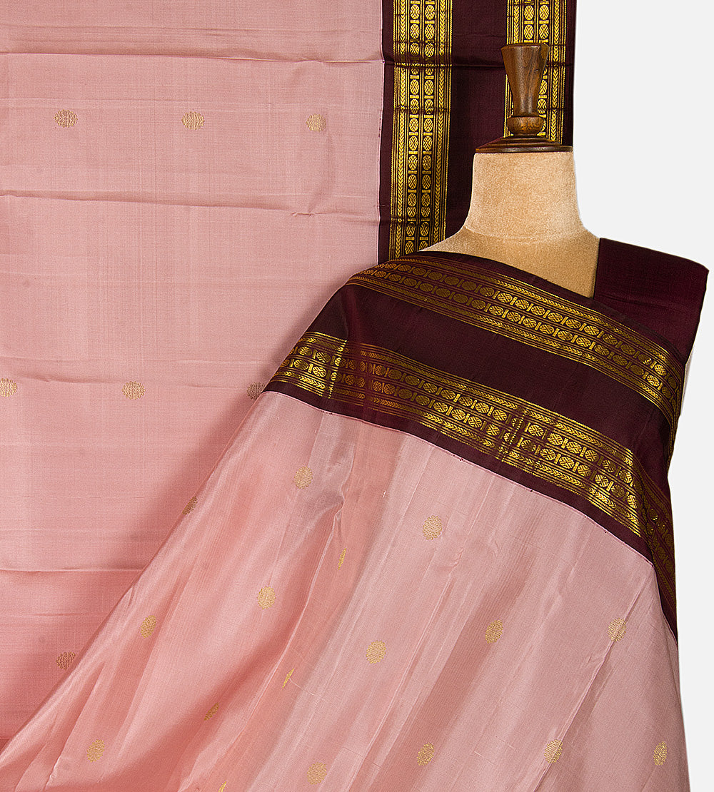 Dusty Pink Kanchipuram Silk Saree