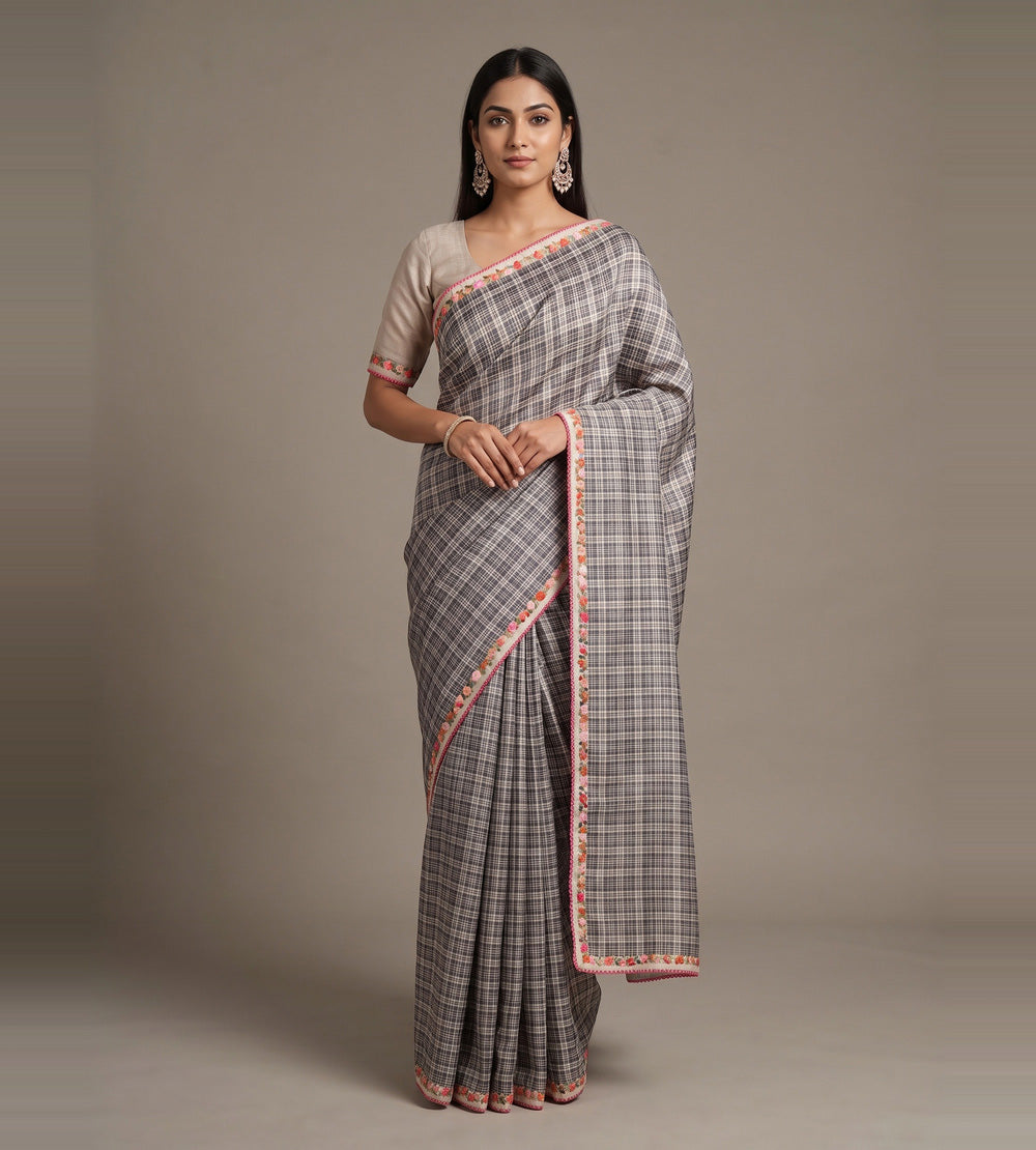 Black Tussar Saree