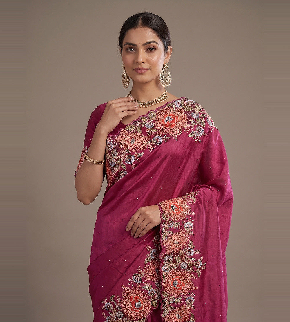 Pink Tussar Saree