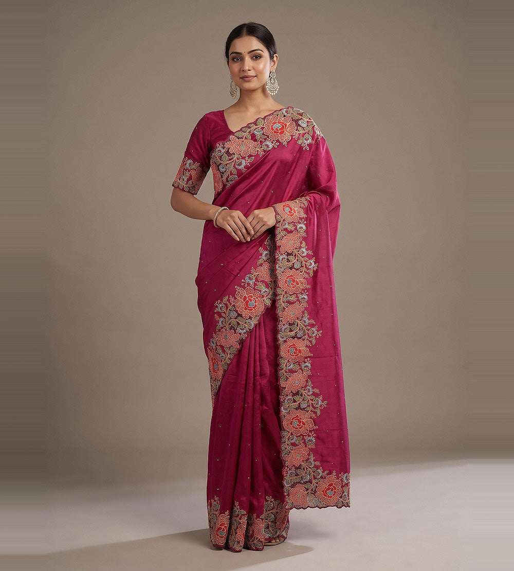 Pink Tussar Saree