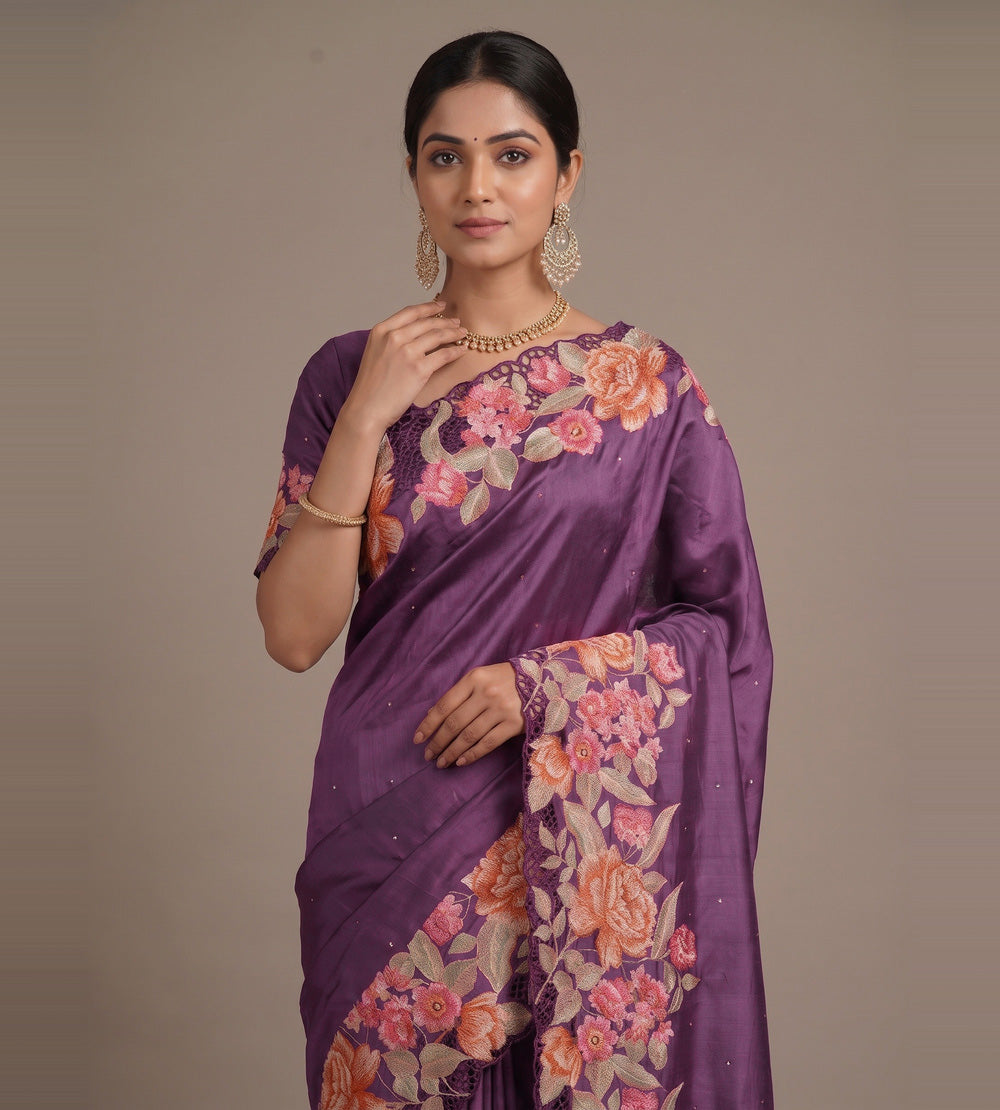 Purple Tussar Saree