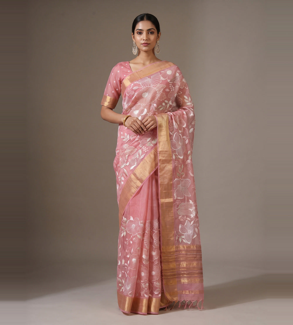 Light Pink Kota Silk Saree