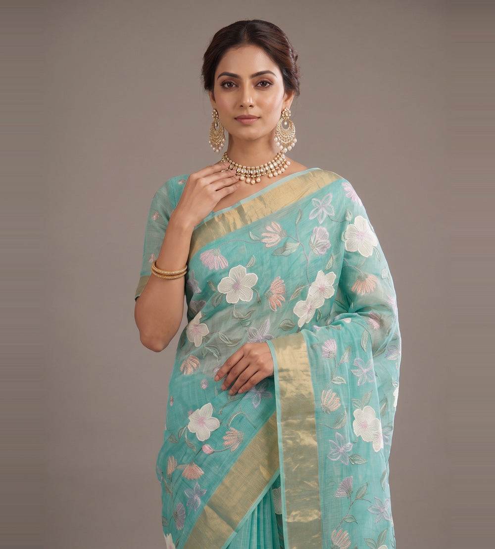 Blue Kota Silk Saree