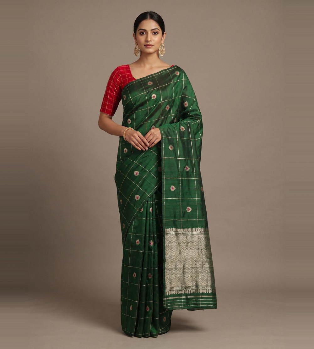 Green Banarasi Tussar Saree