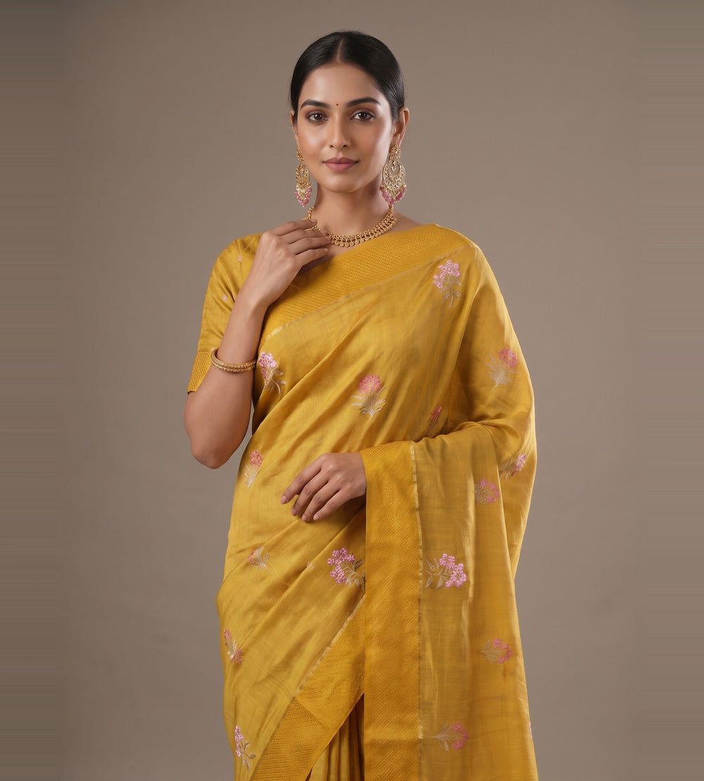 Yellow Tussar Saree