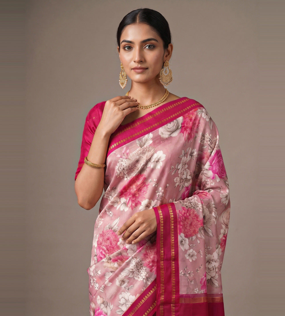 Pink Soft Silk Saree