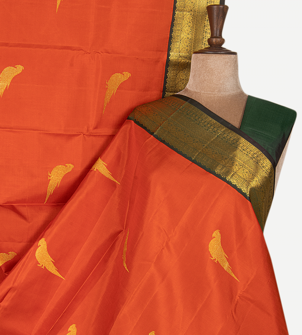 Orange Kanchipuram Silk Saree