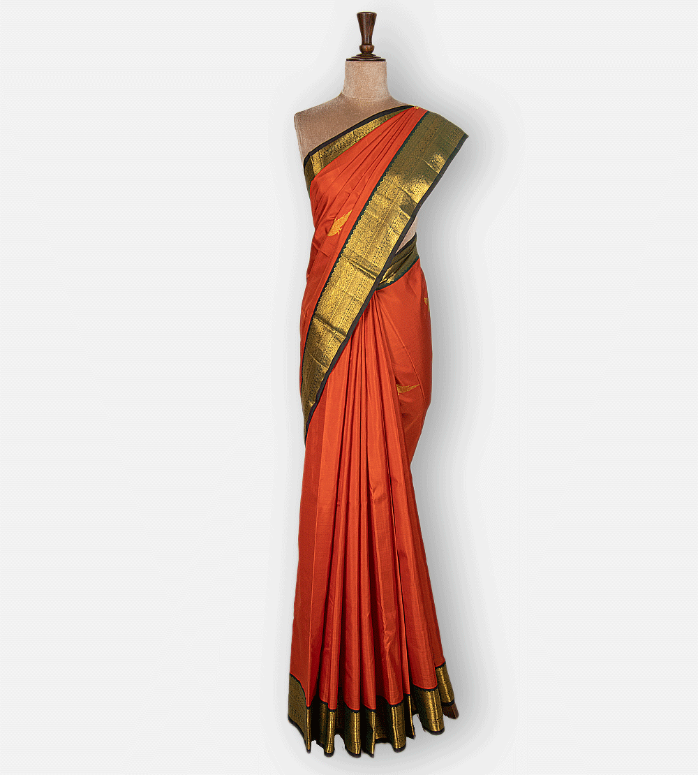 Orange Kanchipuram Silk Saree