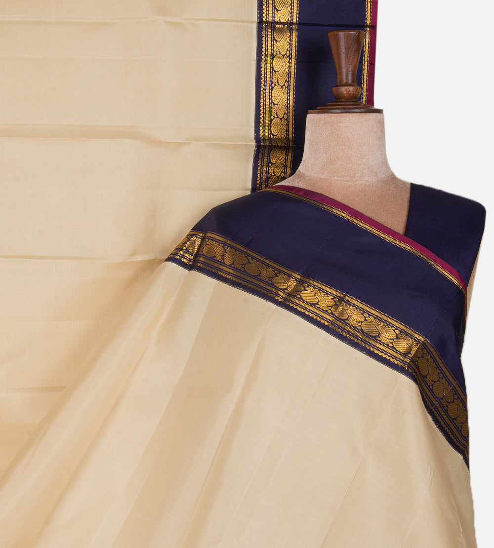 Beige Kanchipuram Silk Saree