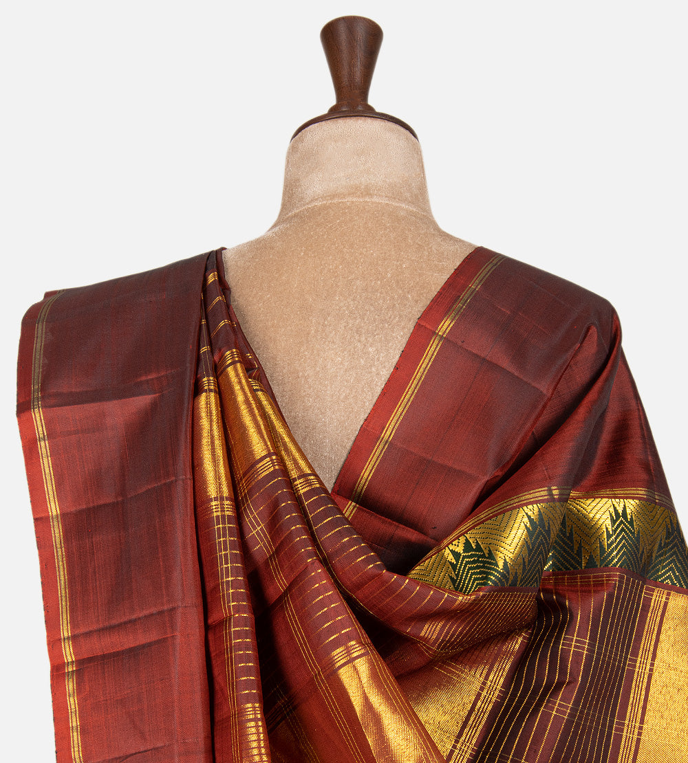 Deep Coffee Brown Kanchipuram Silk Saree