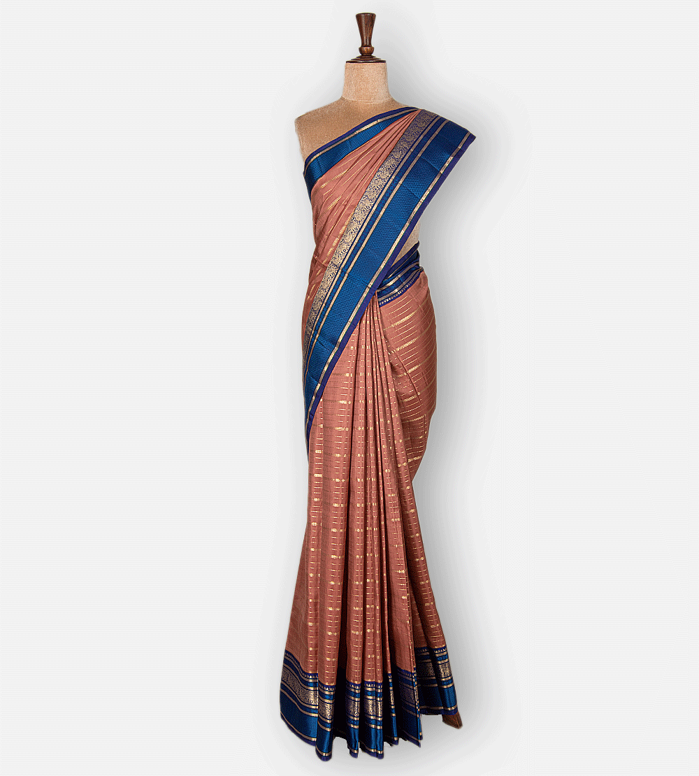 Peach Kanchipuram Silk Saree