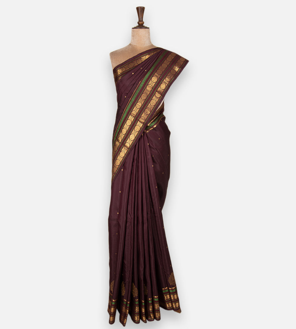 Aubergine Purple Kanchipuram Silk Saree