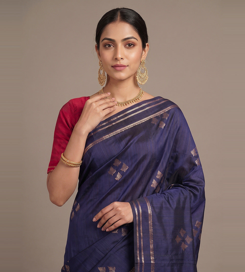 Blue Raw Silk Saree