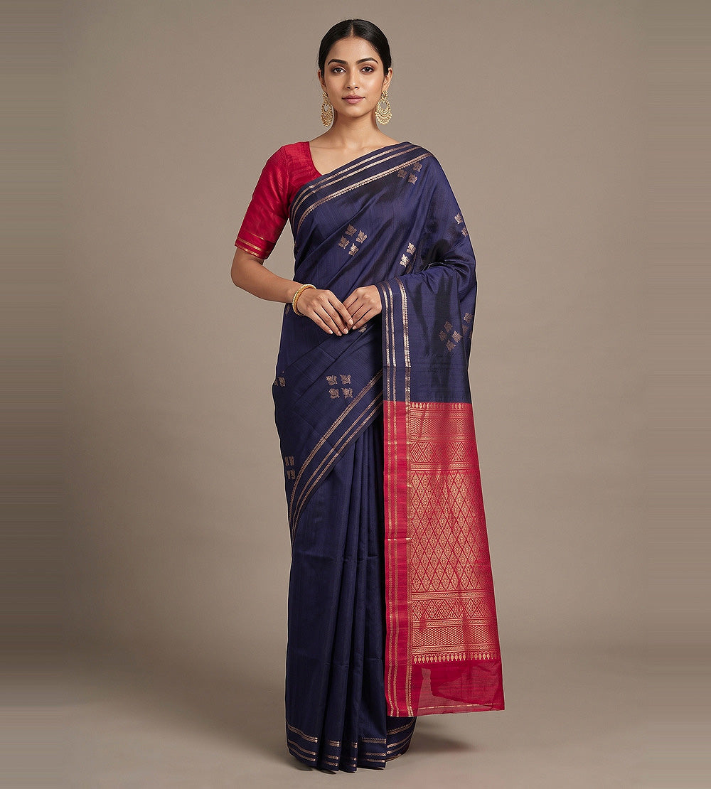 Blue Raw Silk Saree