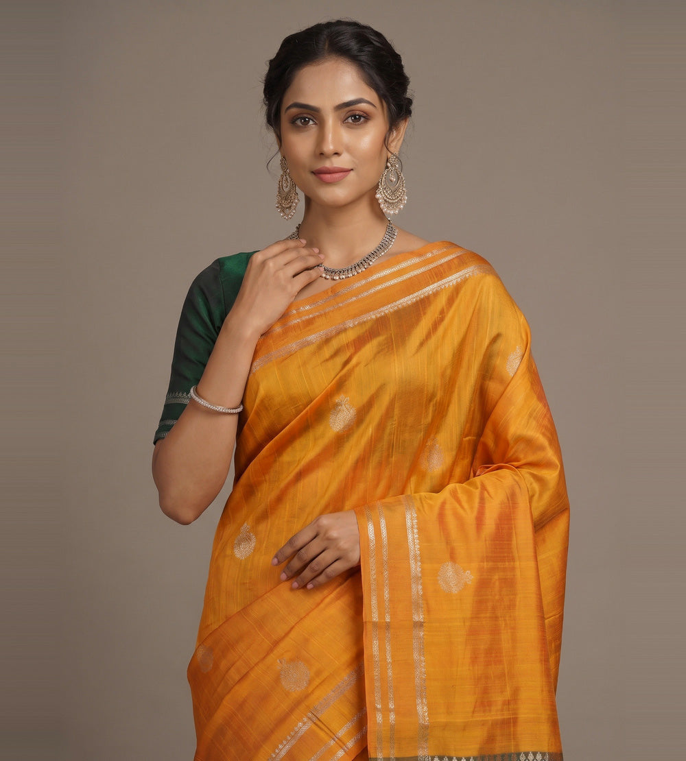 Yellow Raw Silk Saree