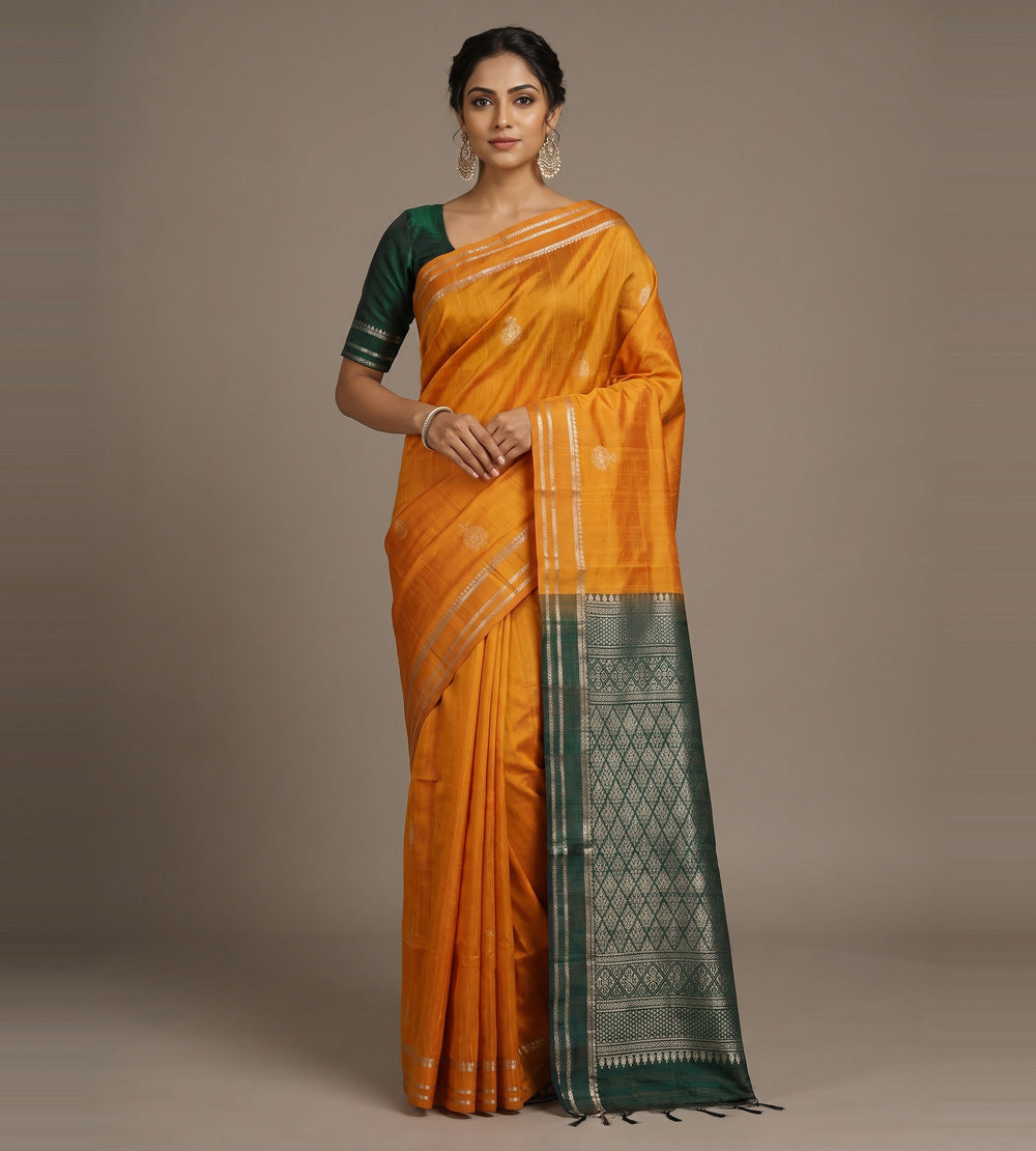Yellow Raw Silk Saree