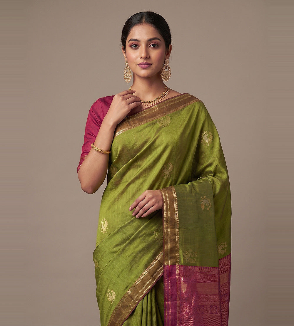 Green Raw Silk Saree