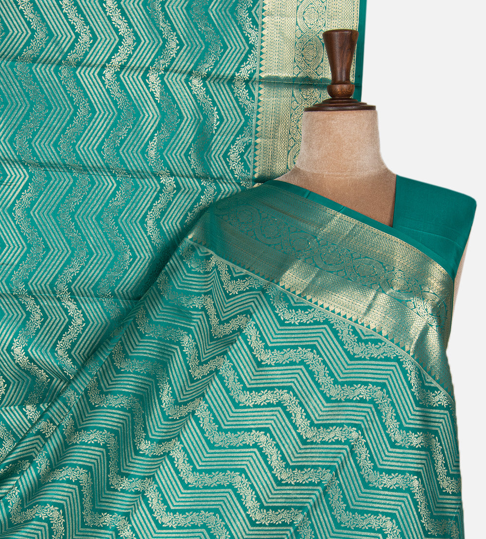 Turquoise Blue Kanchipuram Silk Saree