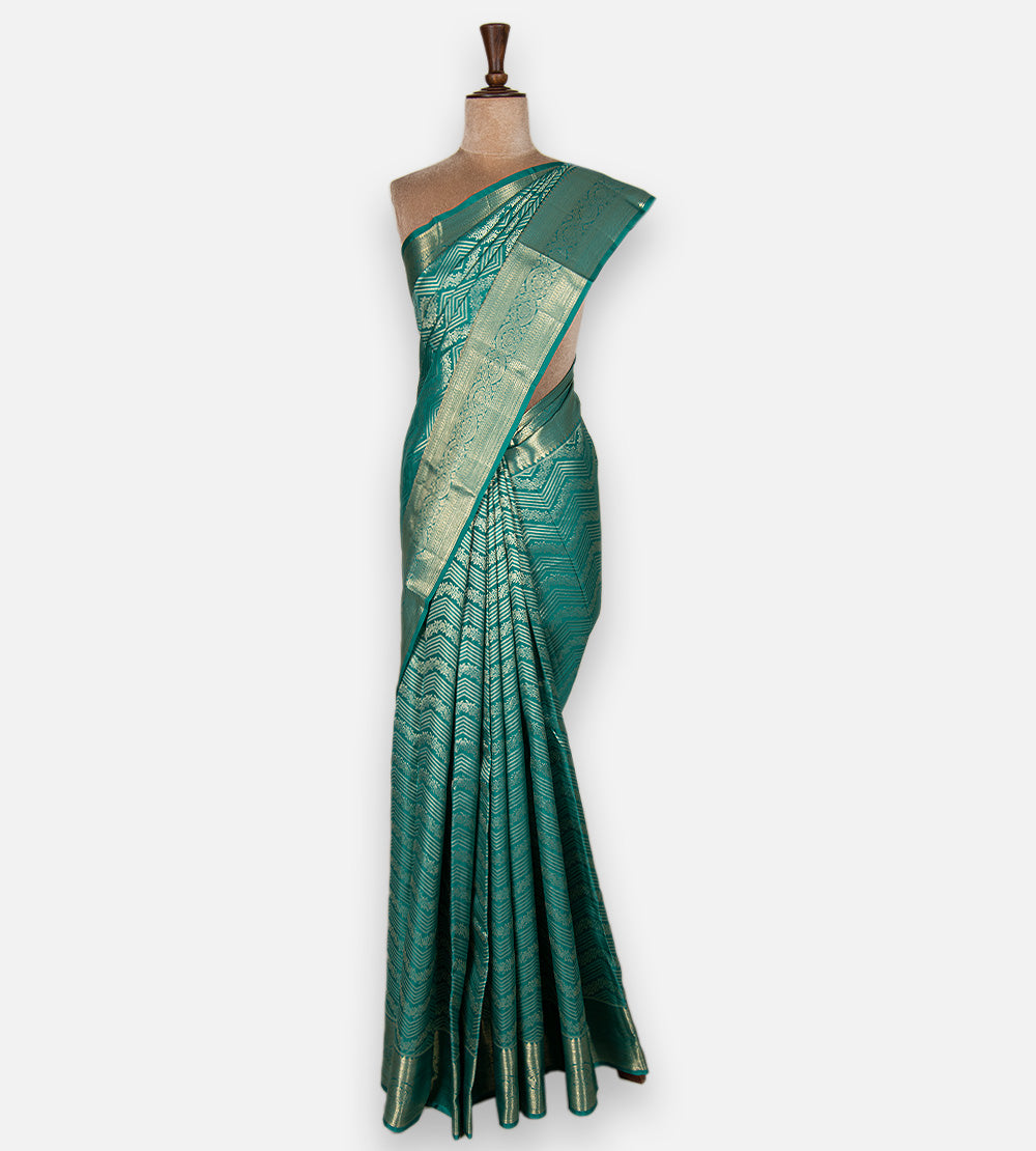 Turquoise Blue Kanchipuram Silk Saree