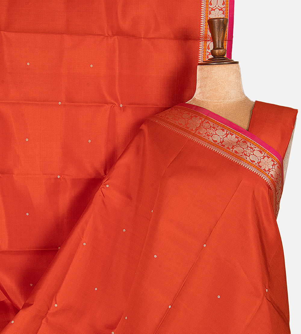 Burnt Orange Kanchipuram Silk Saree