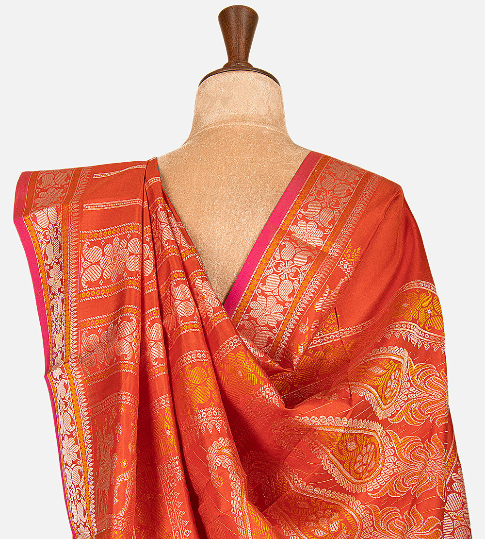 Burnt Orange Kanchipuram Silk Saree