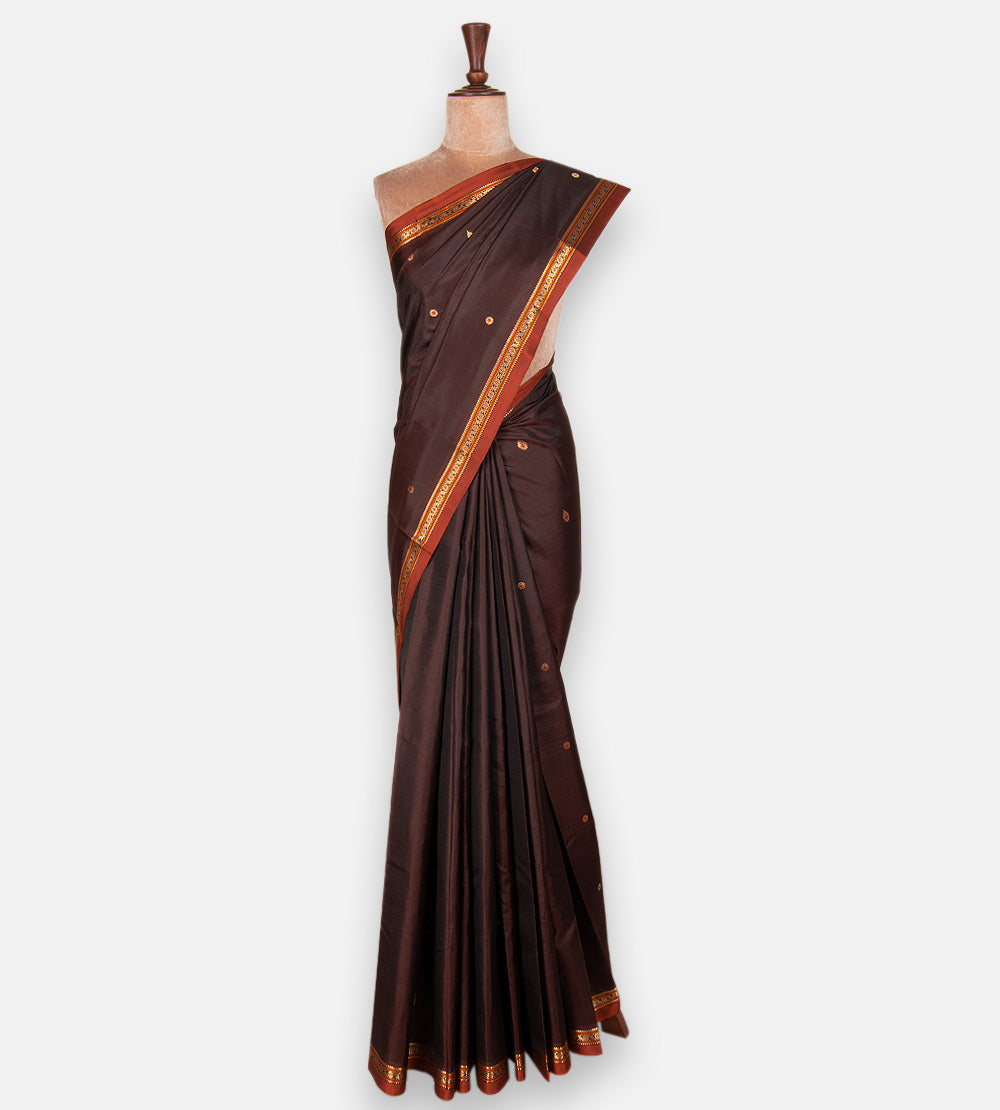 Deep Maroon Kanchipuram Silk Saree