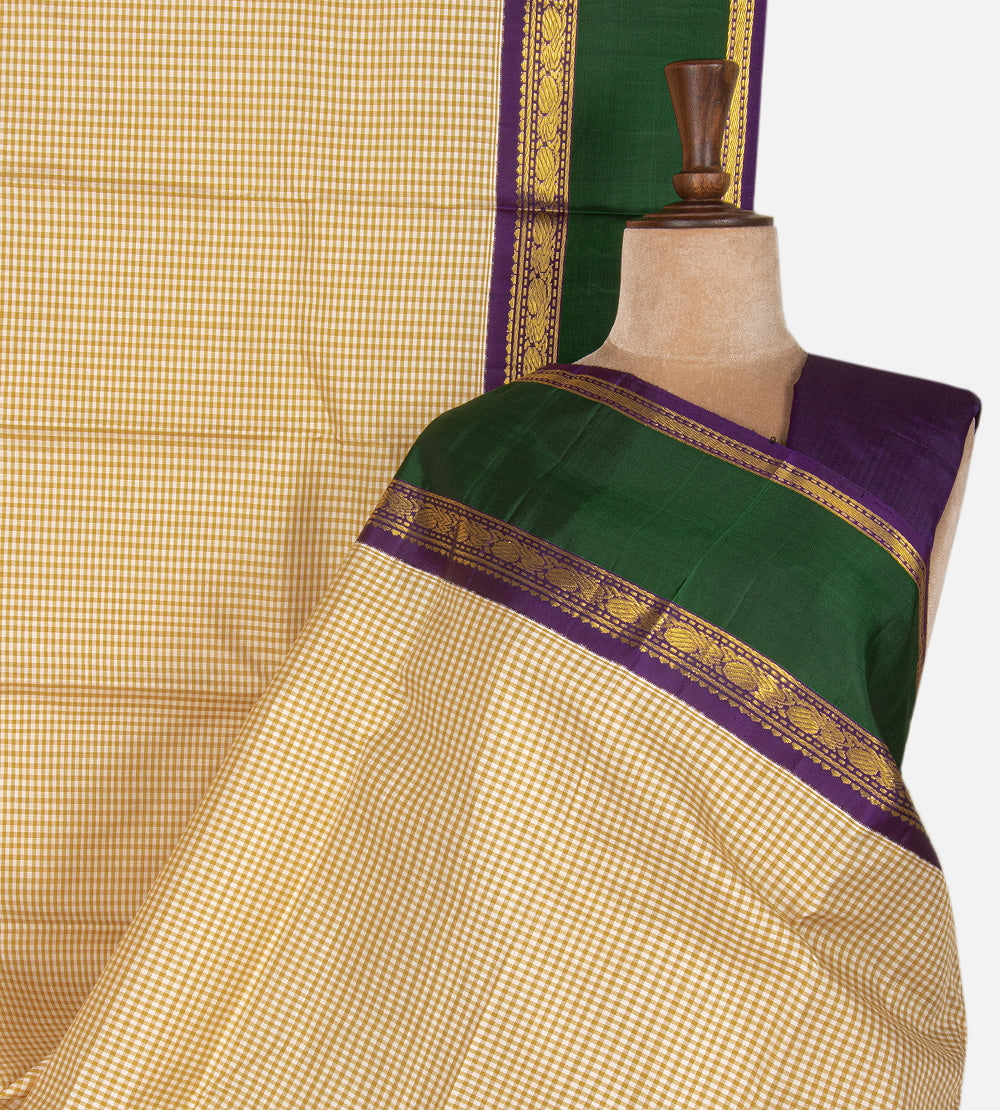 Beige and Creme Kanchipuram Silk Saree