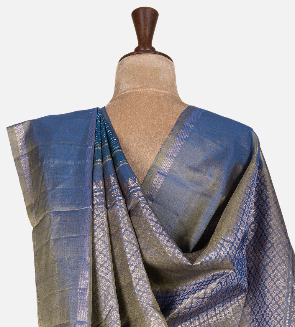 Peacock Blue Kanchipuram Silk Saree