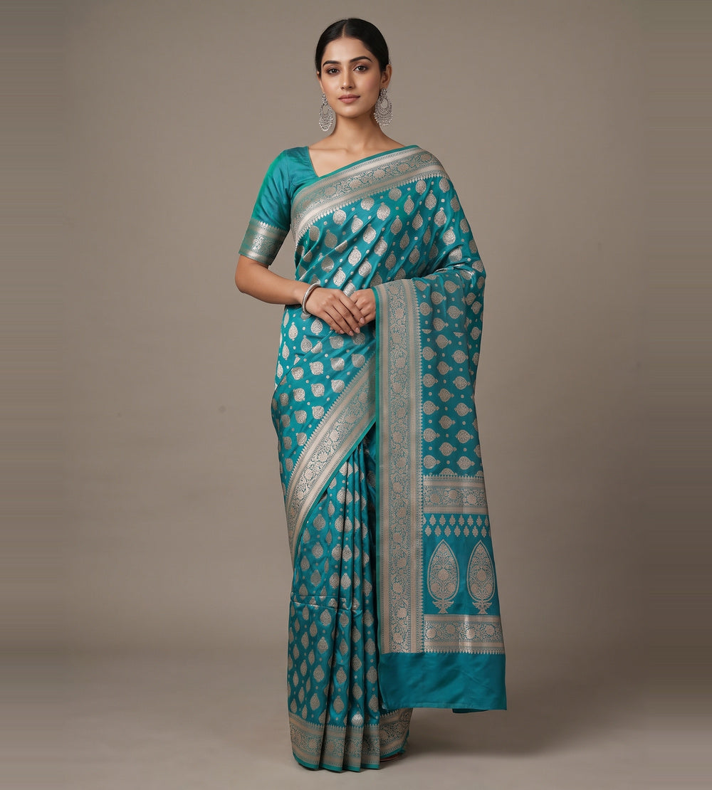Blue Banarasi Silk Saree