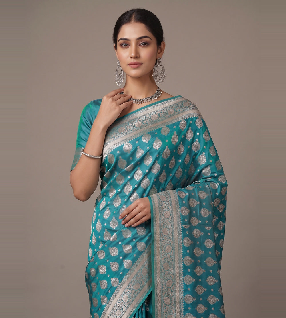 Blue Banarasi Silk Saree