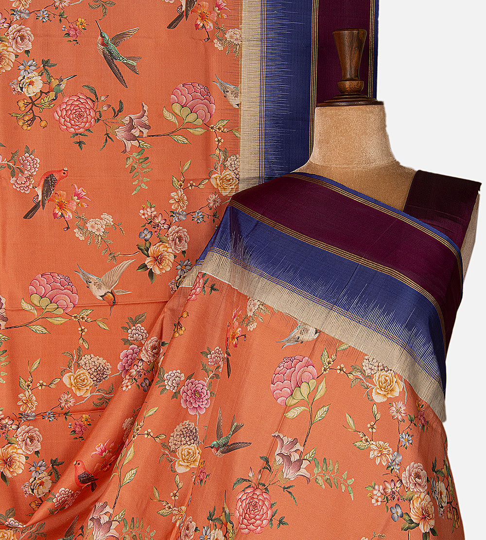 Peach Soft Silk Saree