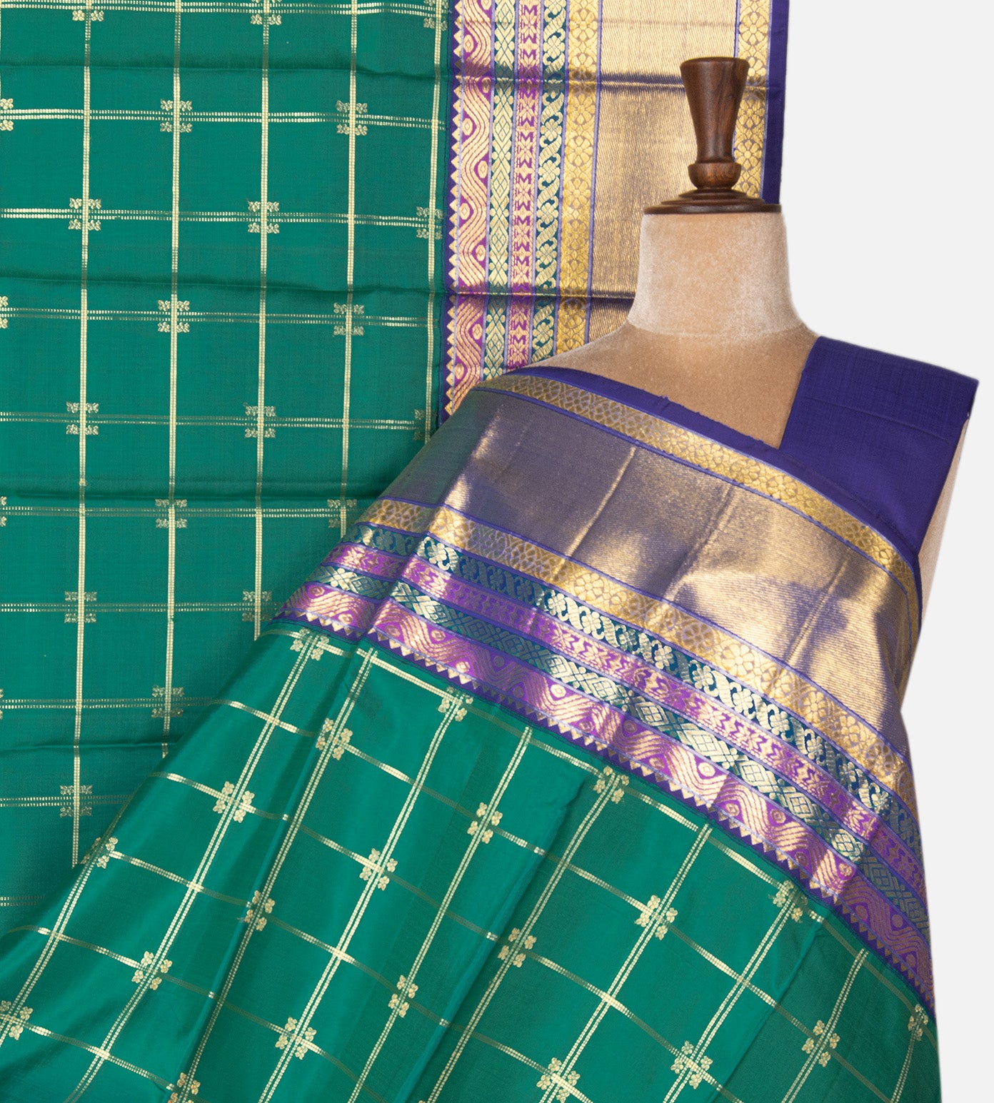 Sea Green Kanchipuram Silk Saree
