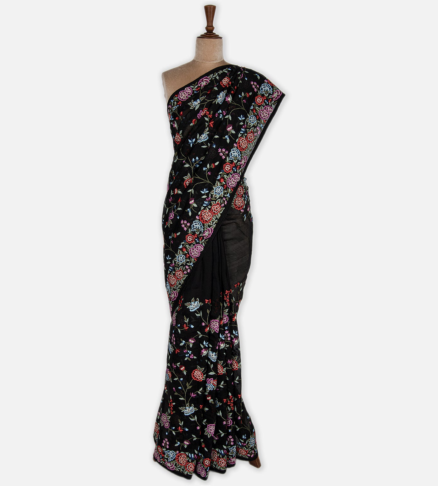 Black Organza Embroidery Saree