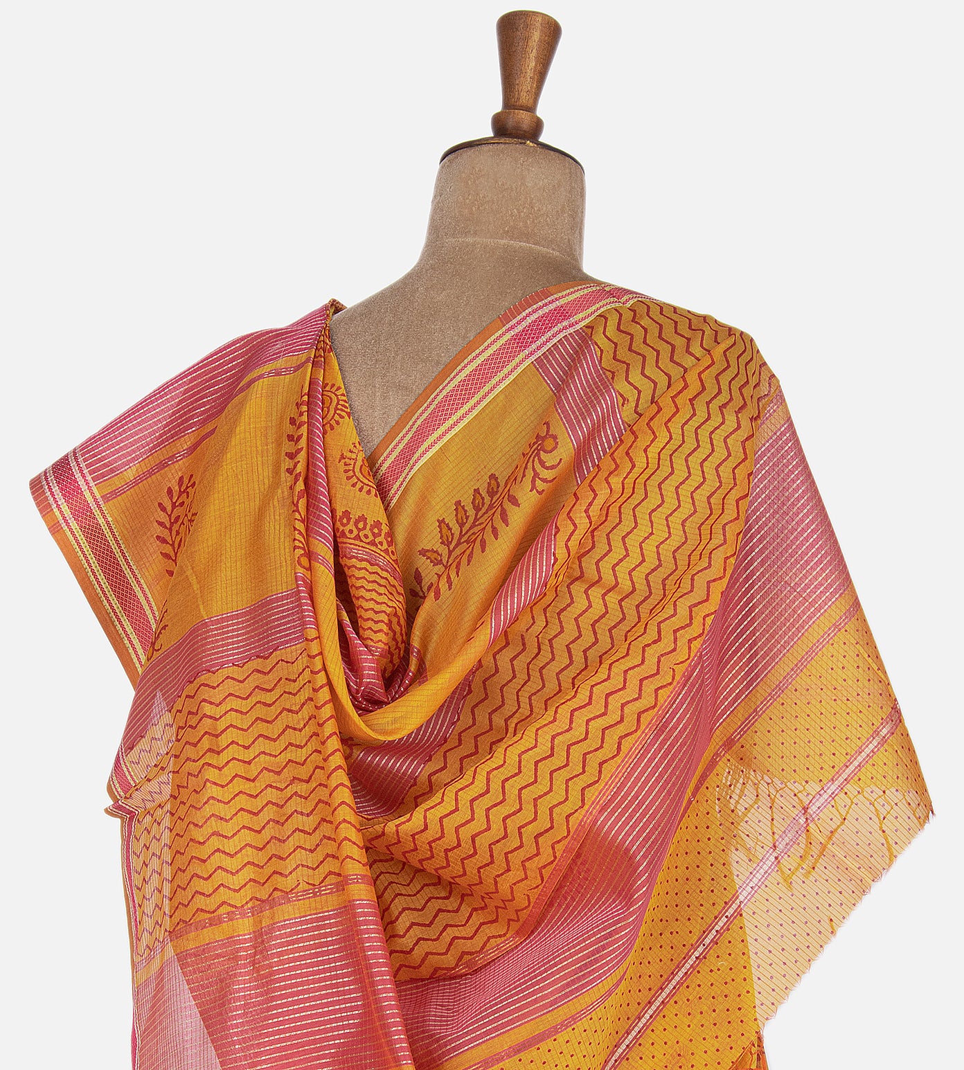 Yellow Maheshwari Cotton Saree