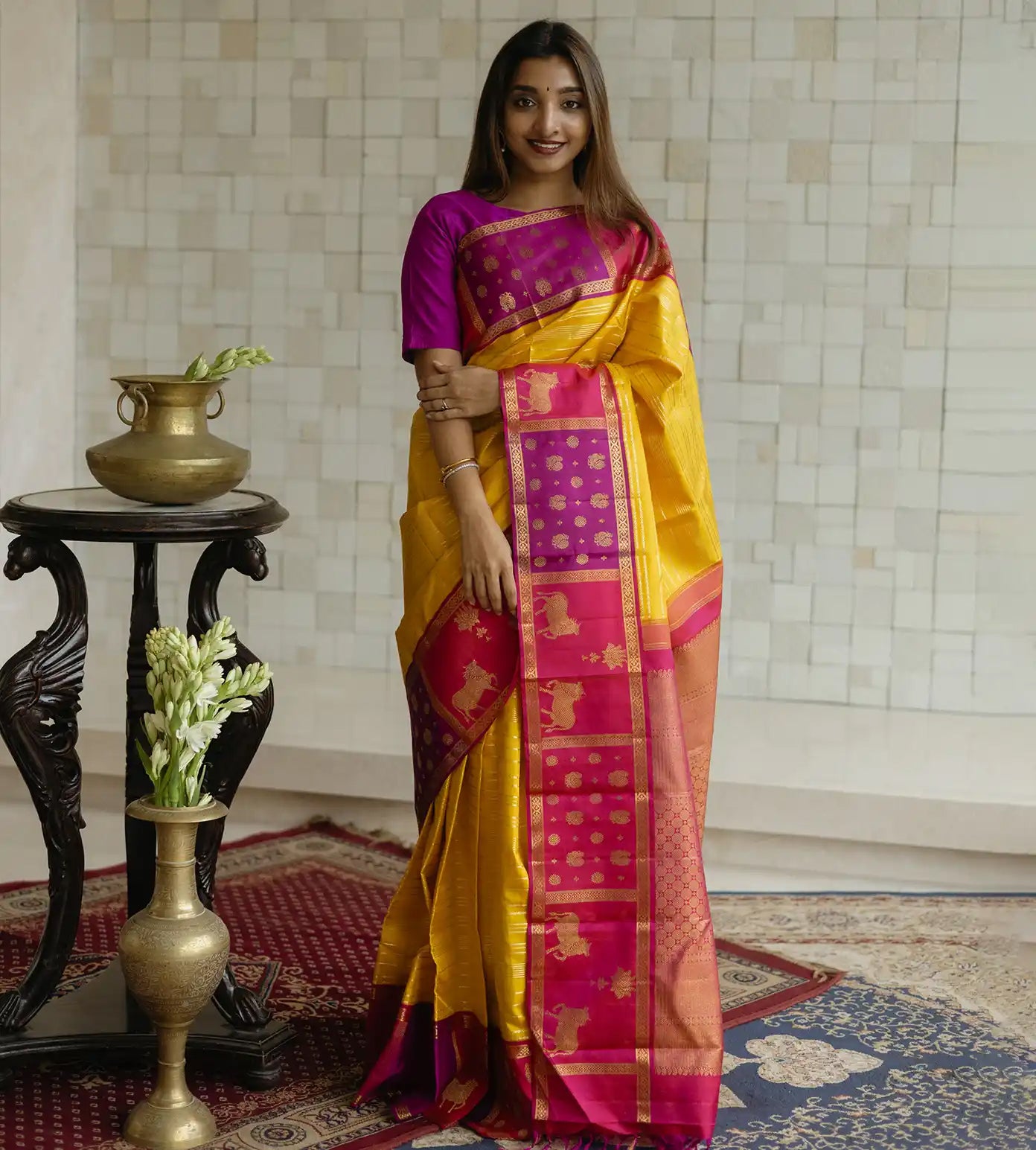 Yellow Kanchipuram Silk Saree