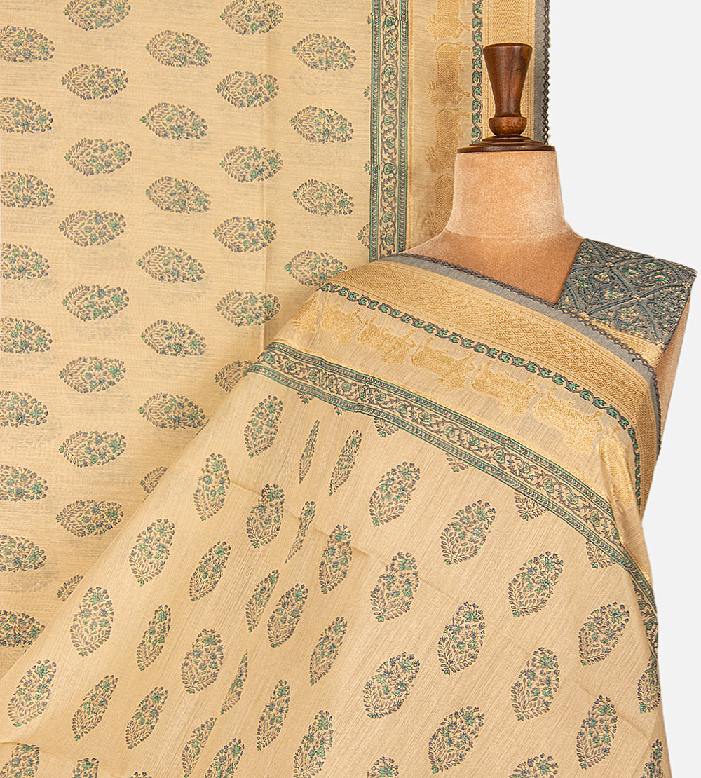 Beige Moonga Tussar Saree