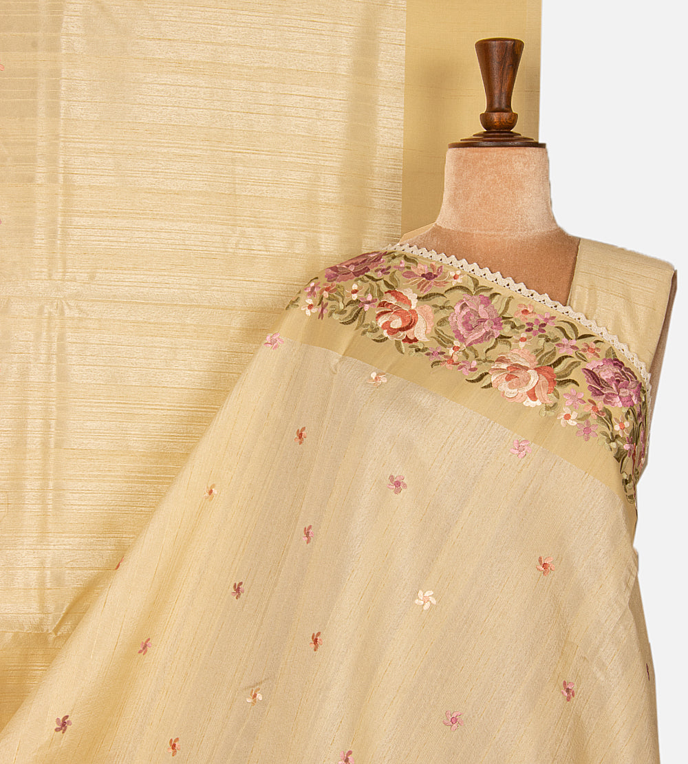 Light Beige Semi Tussar Saree