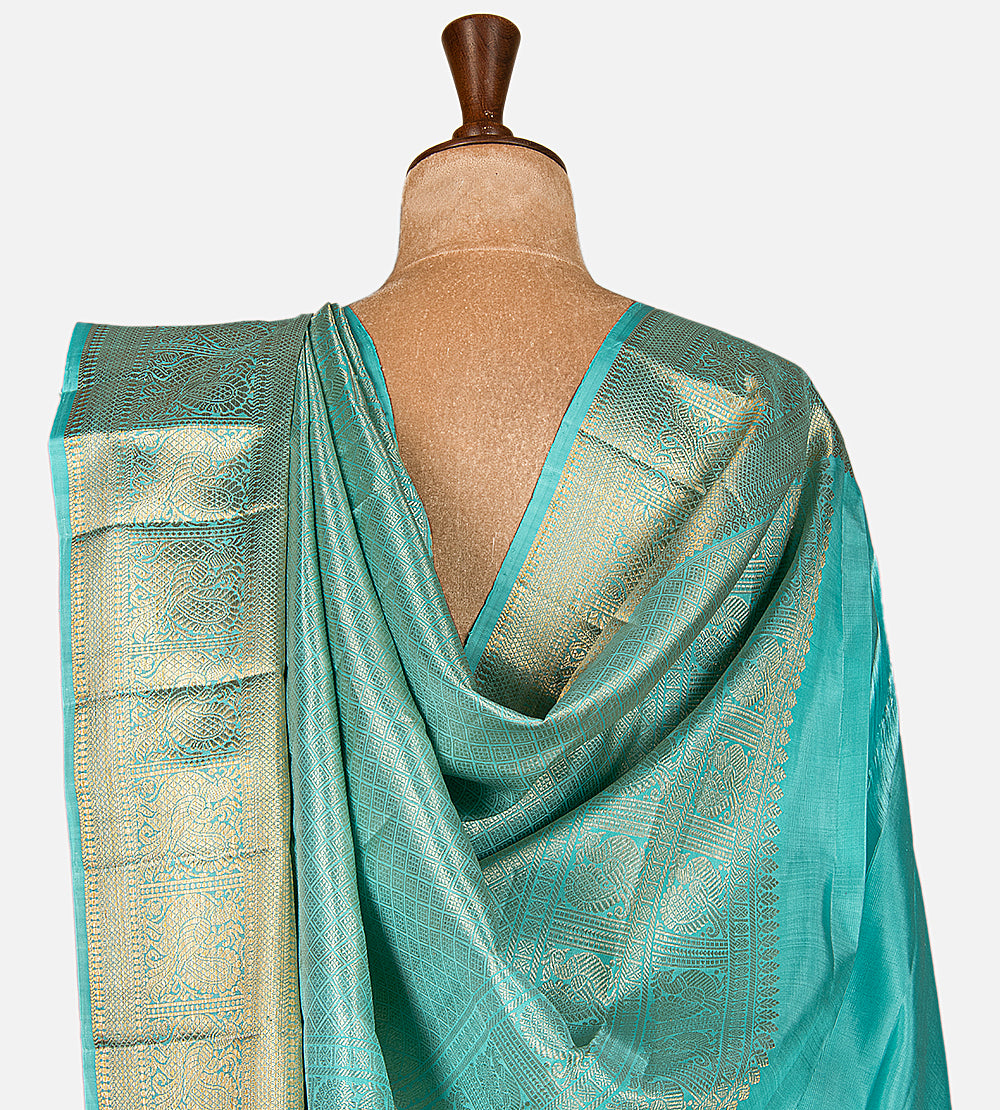 Turquoise Blue Kanchipuram Silk Saree