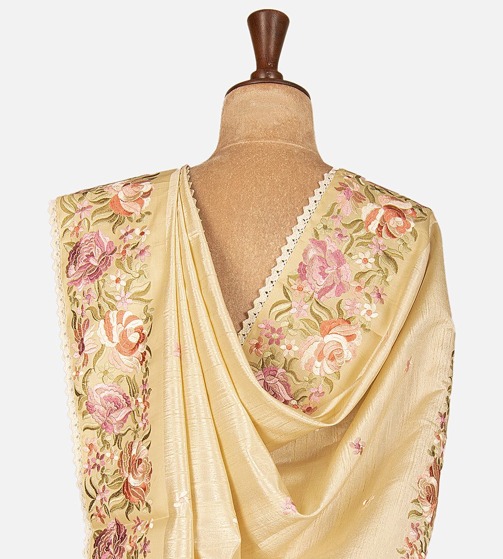 Light Beige Semi Tussar Saree