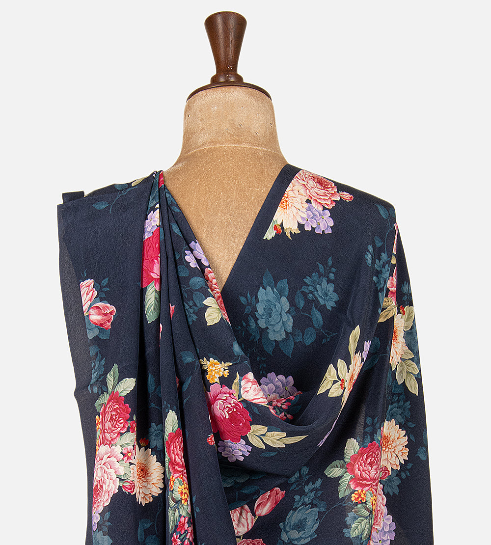 Blue Georgette Saree