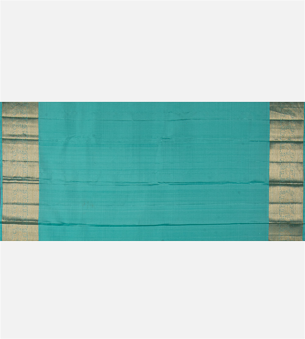 Turquoise Blue Kanchipuram Silk Saree